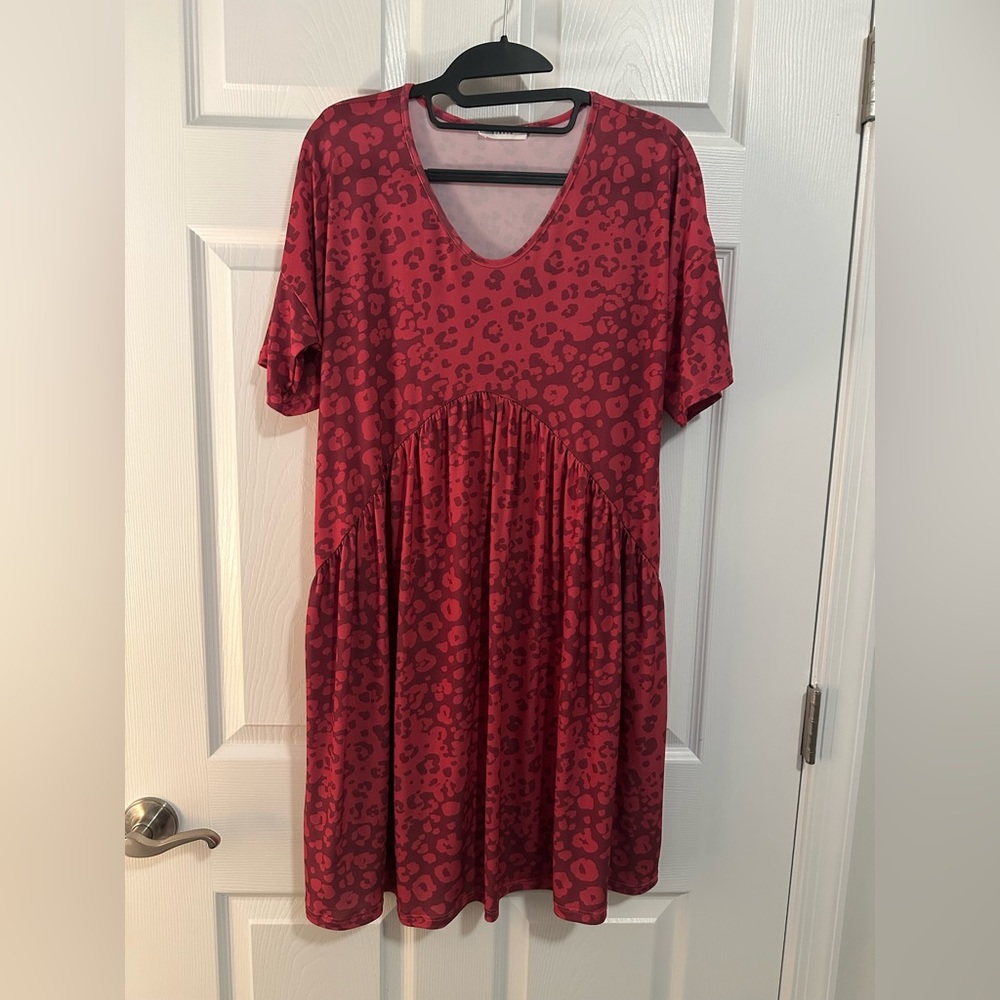NWOT Red Leopard Print Dress by Bom Bom.